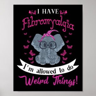 Jag har Fibromyalgia Awareness Cute Elephant Flowe Poster