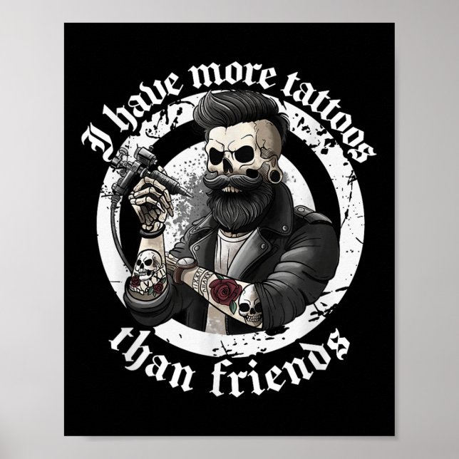 Jag har fler tatueringar än Friends Tattoos Addict Poster (Framsidan)
