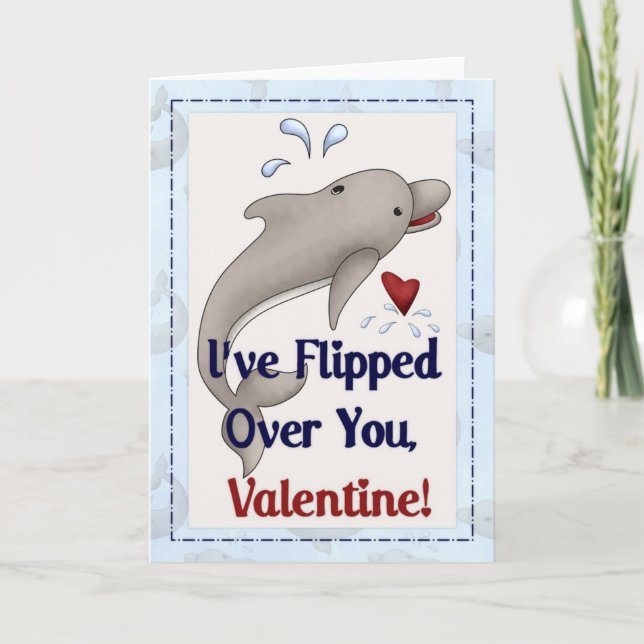 Jag har flugit över dig, Valentine Dolphin Card d1 Helgkort (Framsida)