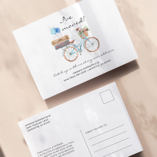 Jag Har Flyttat Akvarell Cykel Flyttningsannons Vykort