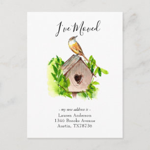 Jag har Flyttat Bird house Flytta-meddelande Vykort