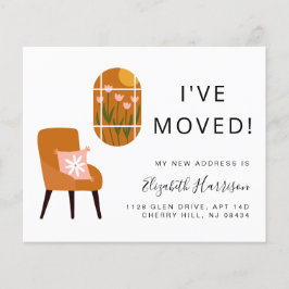 Jag har Flyttat Boho Terracotta Flytta Announcemen