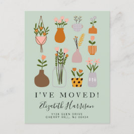 Jag har flyttat Boho Växter Salvia Grön Flytt Meddelande Vykort