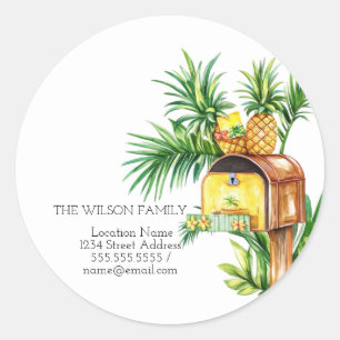 Jag har flyttat, brevlåda Pineapple Ny adress Runt Klistermärke