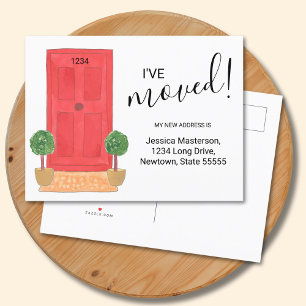 Jag har Flyttat byte av Adress Red Door Watercolor Meddelande Vykort