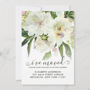 Jag har Flyttat Elegant Blommigt Botanical Peony F Meddelande