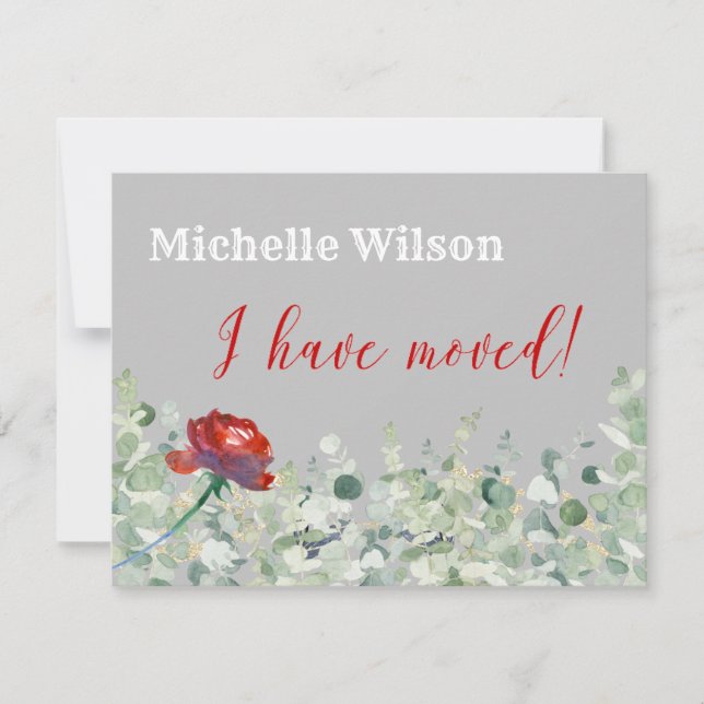 Jag har Flyttat Elegant Eucalyptus budgetFlytta Meddelande (Framsida)