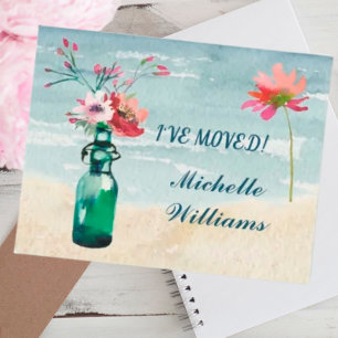 Jag har Flyttat Elegant Klistra in Blommigt budget Meddelande