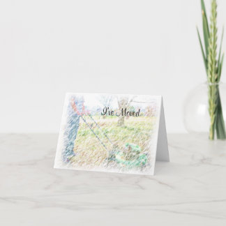Jag har flyttat färgpennan LawnMowing NoteCard Meddelande