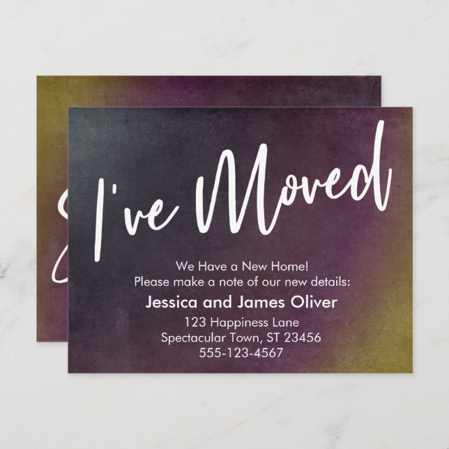Jag har Flyttat flerfärgat grunge-meddelande Inbjudningar (Fram/baksida)