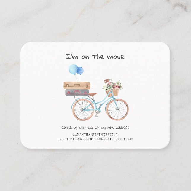 Jag har Flyttat Flytta av vattenfärgsmeddelande Visitkort (Framsida)