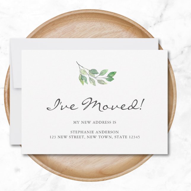 Jag har Flyttat Flytta för Löv av vattenfärg Meddelande (Skapare uppladdad)