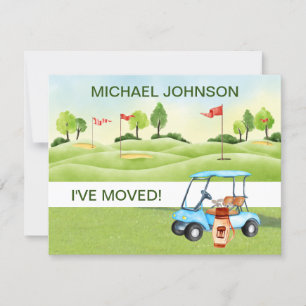 Jag har Flyttat Golf Cart Grönts Man Budget Move Meddelande