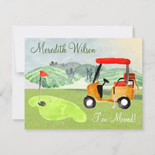 Jag har Flyttat Golf Cart Grönts Sol budgetflytt Meddelande
