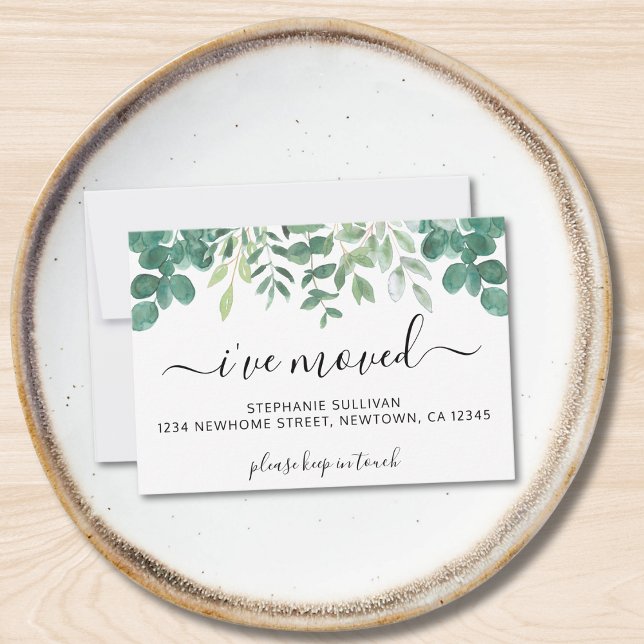 Jag har Flyttat Greenery annons Card Anteckningskort (Skapare uppladdad)