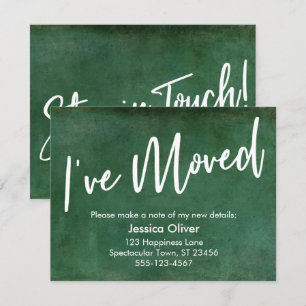 "Jag har Flyttat" Grönt om typografi - grunge Inbjudningar