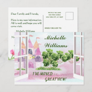 Jag har Flyttat klassisk Roligt Ny Flytta i granns Meddelande Vykort