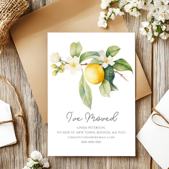 Jag har flyttat | Lemon Blossom Ny adress Meddelande Vykort (Skapare uppladdad)