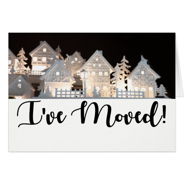 Jag har Flyttat lysande julhus Hälsningskort (Framsidan Horizontal)