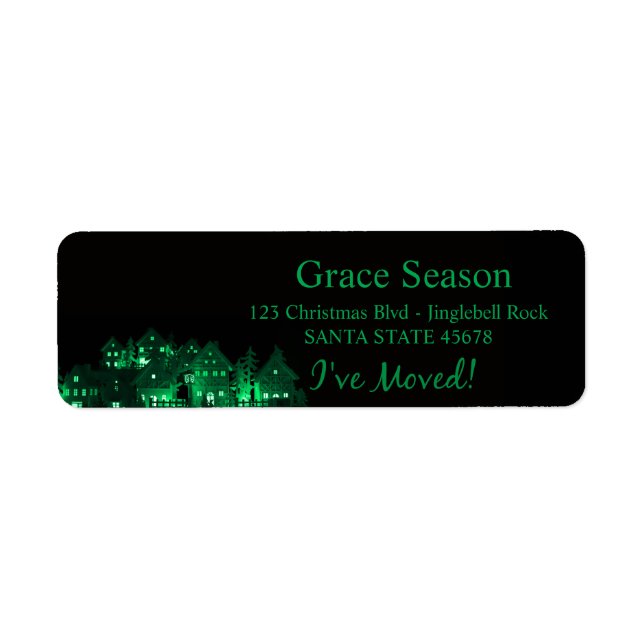 Jag har Flyttat lysande julhus Returadress Etikett (Framsidan)