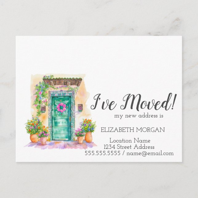 Jag har flyttat, mexikansk dörrutsmyckning för hus meddelande vykort (Framsida)