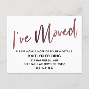 "Jag har Flyttat" Modern Simple Ro Guld-kort Inbjudningar