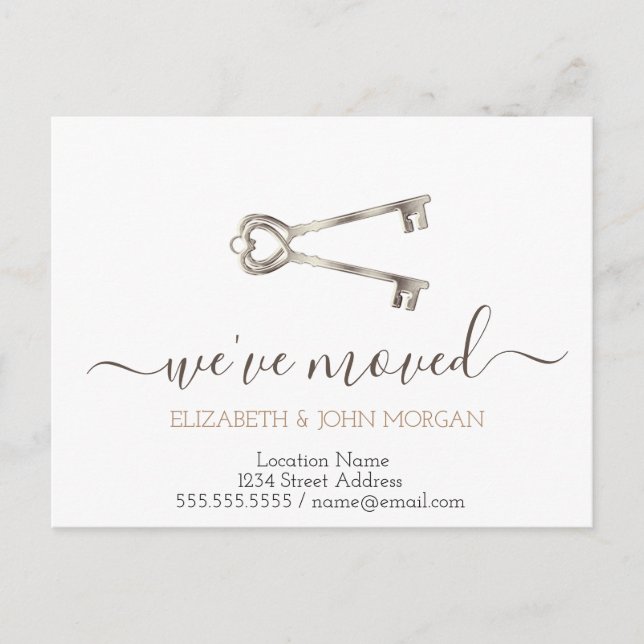 Jag har Flyttat Nycklar Ny adress Meddelande Vykort (Framsida)