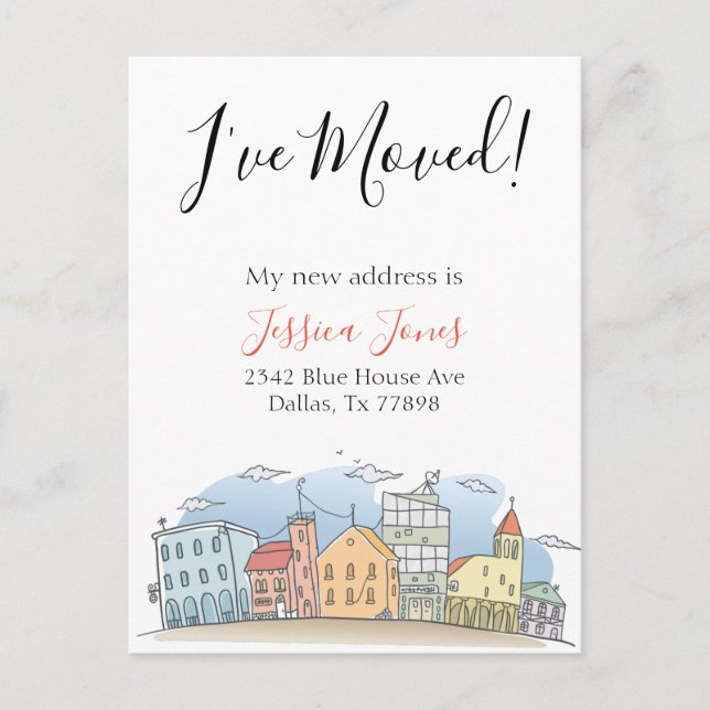 Jag Har Flyttat Nytt Adress Meddelande Hus Hem Vykort (Framsida)