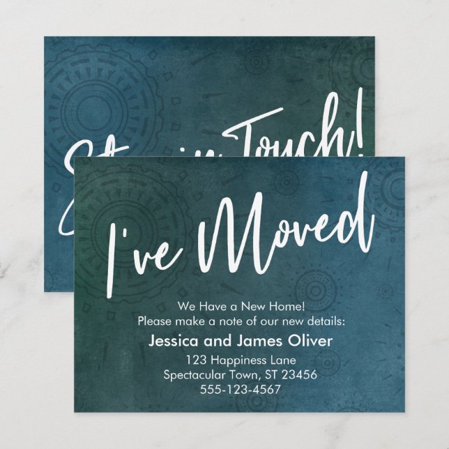 Jag har Flyttat, texturerat, unikt grafikkort Inbjudningar (Fram/baksida)