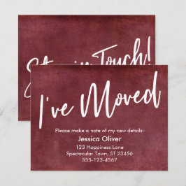 "Jag har Flyttat" Typography Grunge Red Announceme Inbjudningar