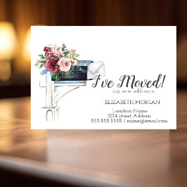 Jag har flyttat, Vattenfärg Blå brevlåda blommor Meddelande Vykort
