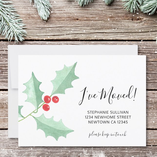 Jag Har Flyttat Vattenfärg Holly Flyttar Meddelande (Skapare uppladdad)