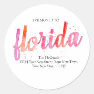 Jag har Flyttat Watercolor Florida State Flytta Runt Klistermärke