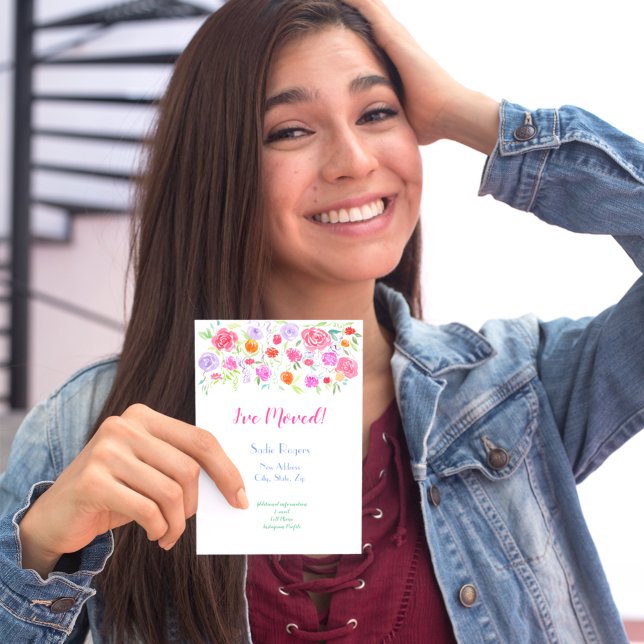 Jag har Flyttat Watercolor Ro-meddelande Meddelande (Skapare uppladdad)