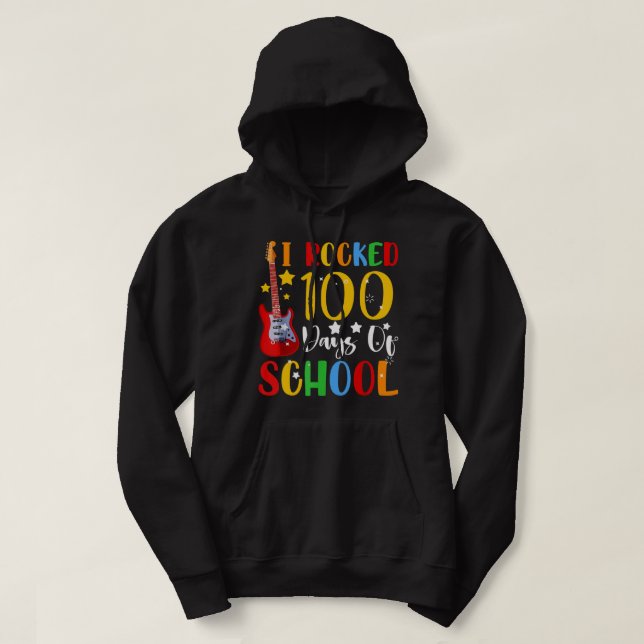 Jag har fyllt 100 dagar med skolguitarmusik hoodie (Design framsida)