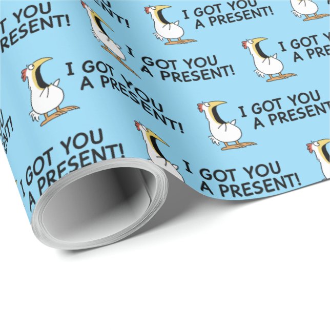 JAG HAR HÄMTAT EN PRESENT TILL DIG! högljudd kyckl Presentpapper (Rullad Hörn)