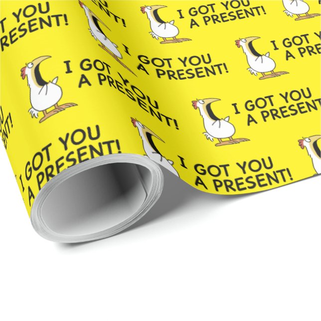 JAG HAR HÄMTAT EN PRESENT TILL DIG! högljudd kyckl Presentpapper (Rullad Hörn)
