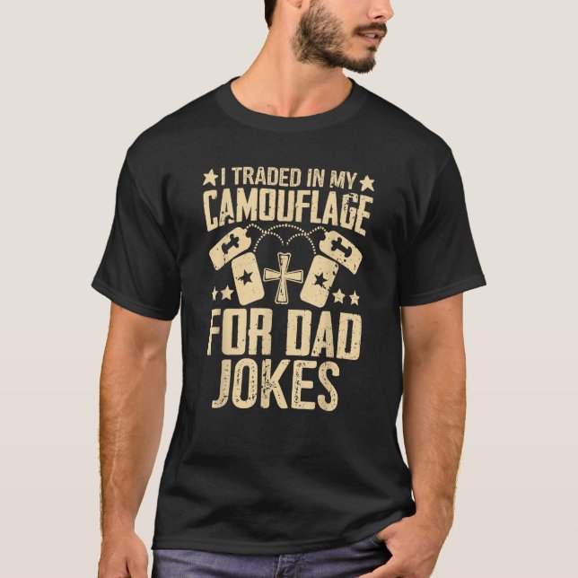 Jag har handlat i min kamouflage för Pappa Jokes V T Shirt (Framsida)