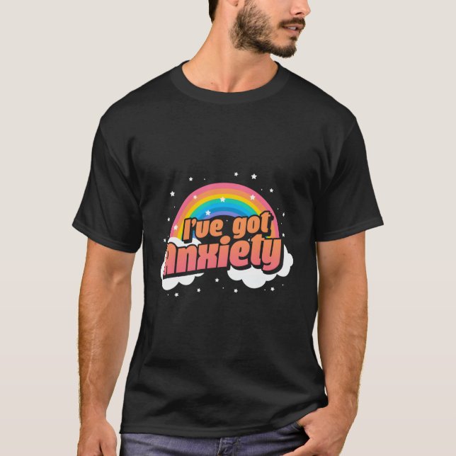 Jag har Har ångest Anxious Rainbow T Shirt (Framsida)