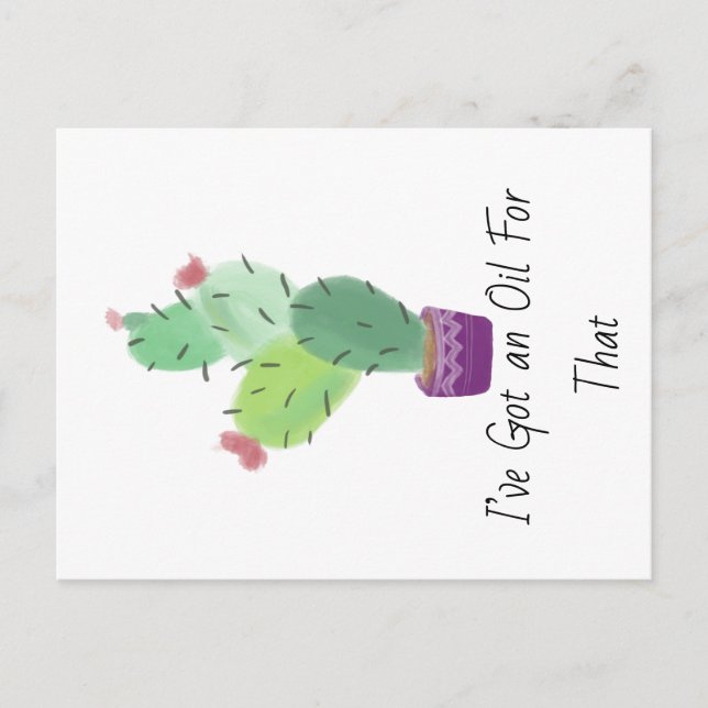 Jag har har och olja till Essential Oil Cactus Vykort (Framsida)