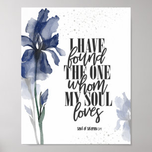 Jag har hittat Blommigten One Bible Verse Blue Poster