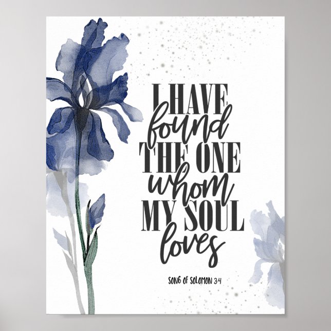 Jag har hittat Blommigten One Bible Verse Blue Poster (Framsidan)