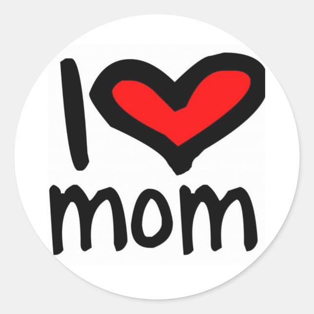 Jag har hjärtat Mamma! Runt Klistermärke (Framsida)