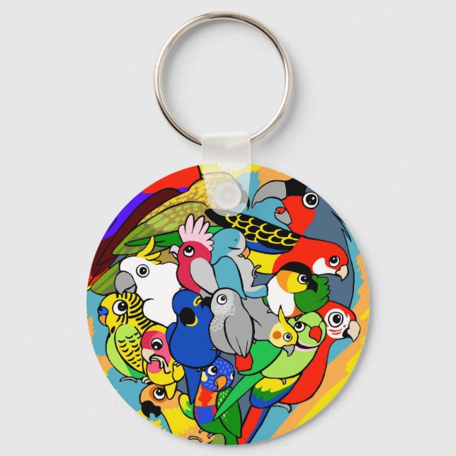 Jag har hjärtparrots söta tecknad nyckelring (Framsida)