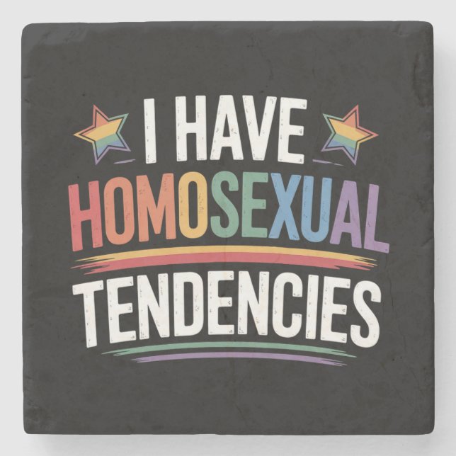 Jag Har Homosexuella Tendenser HBTQ Stolthet Regnb Stenunderlägg (Framsidan)