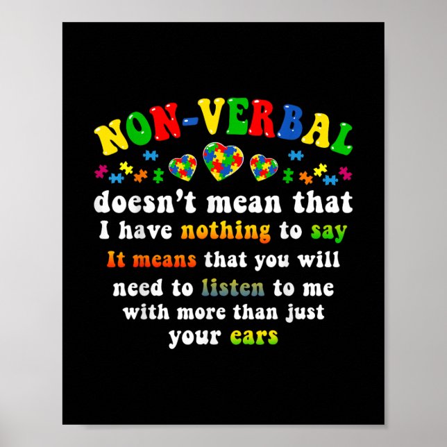 Jag har icke-verbal Autism Awareness Puzzle Biet Poster (Framsidan)