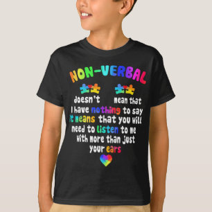 Jag har icke-VERBAL Puzzle Biet Neon Pastel Autism T Shirt