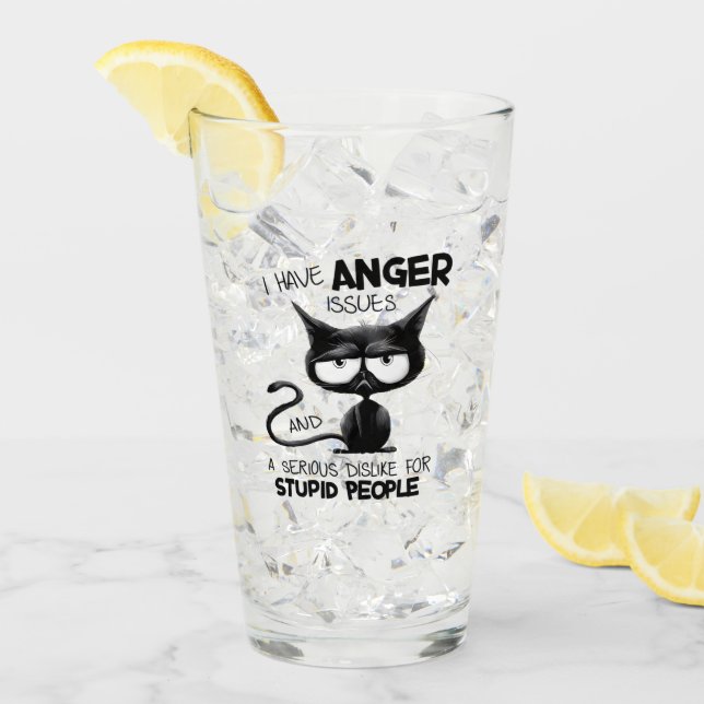 Jag Har Ilska Problem Roligt Kattälskare Present  Glaskopp (Framsida Ice)