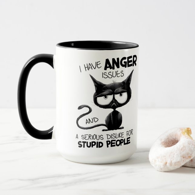 Jag Har Ilska Problem Roligt Kattälskare Present  Mugg (Med munk)