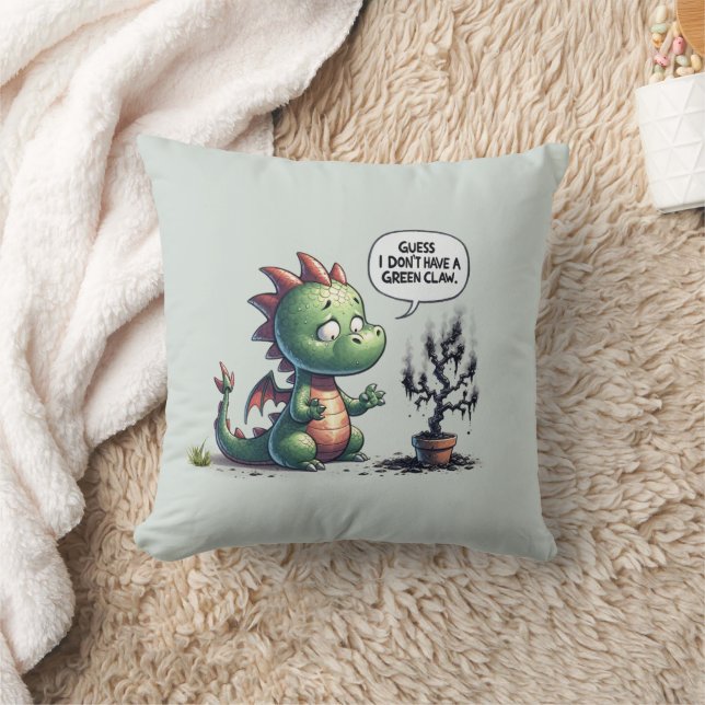 Jag har ingen Grönt Klo - Cute Dragon Kudde (Filt)